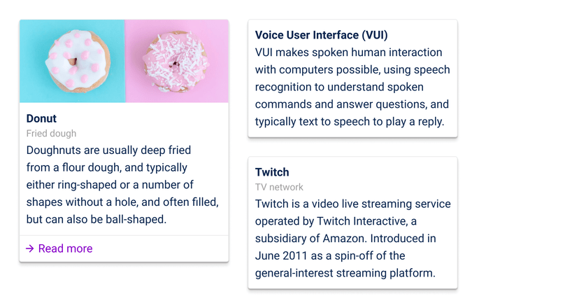 Examples of use cases of a card.